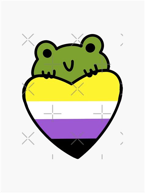 pride frogs non binary flag sticker for sale by goetzrae redbubble