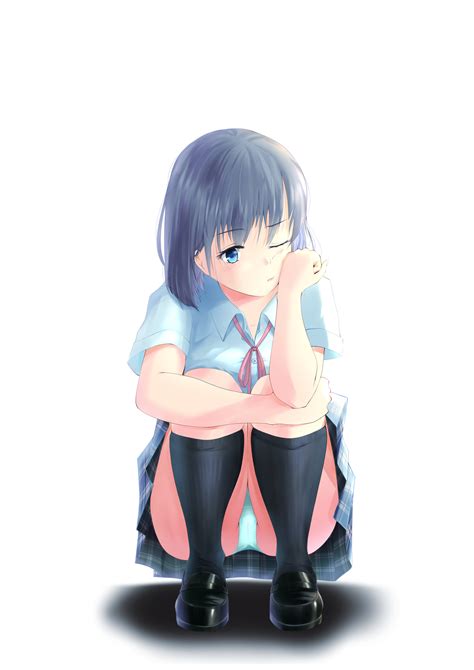 Safebooru 1girl Absurdres Aqua Panties Black Hair Blue Eyes Blush