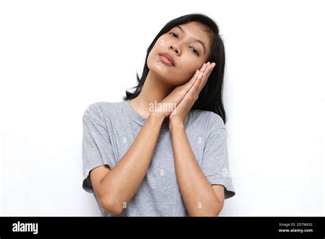 Young Asian Woman Standing And Sleeping Tired Dreaming Women