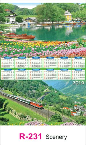 R 231 Scenery Real Art Calendar 11 X 22 2019 Vivid Print India