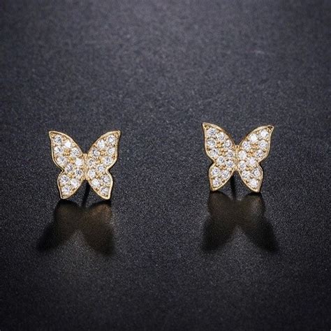 Gold Butterfly Earrings Butterfly Stud Earrings Tiny Gold Etsy In