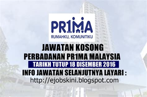 Jawatan kosong terkini pusat tuisyen. Jawatan Kosong Perbadanan Pr1ma Malaysia (PR1MA) - 18 ...