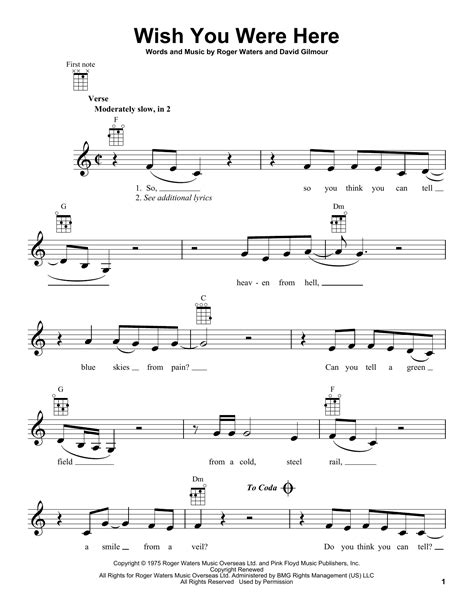 This is a premium feature. Wish You Were Here by Pink Floyd - Ukulele - Guitar Instructor