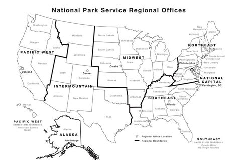 Map Showing The Seven Regions Of The Us National Park Service