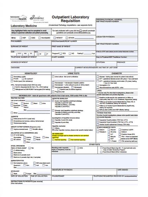 Complete the form with the correct words from the box. FREE 5+ Sample Lab Requisition Forms in PDF