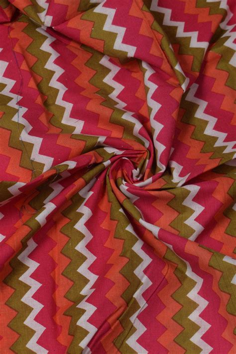 Buy Multicolor Zig Zag Print Cotton Fabric Online Qutun Qutun