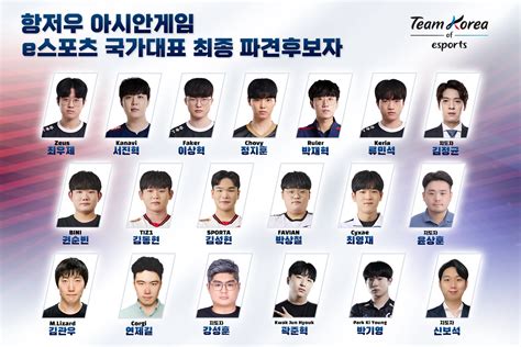 Kespa 아시안게임 E스포츠 국가대표 최종 후보 명단 발표