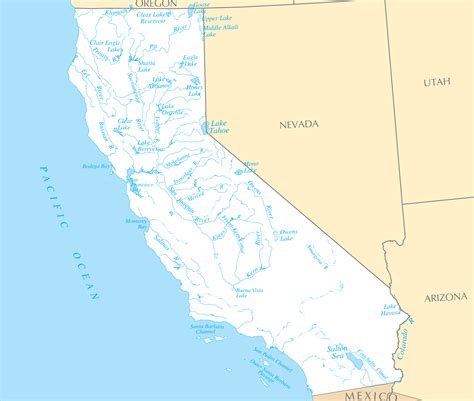 California Rivers And Lakes Mapsofnet