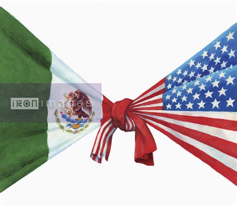 Stock Illustration Of United States And Mexican Flags Knotted Together