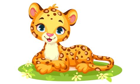 Baby Leopard Cute Cartoon Premium Vector