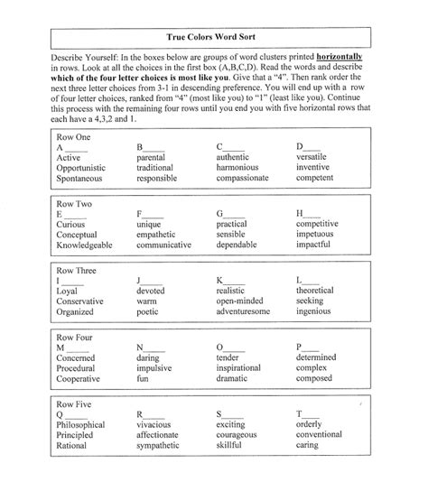 Linear Regression Activity With The True Colors Personality Test Math