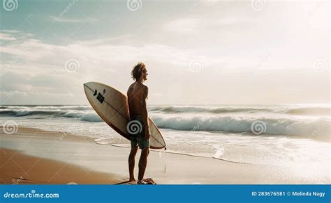Guy Holding A Surfboard On The Beach Stock Image Image Of Isolated