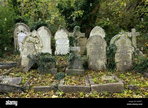 Old Tombstones In Highgate Cemetery London England Uk Stock Photo