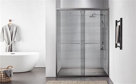 Getpro Shower Door Laminated Glass With Stylish Mesh Fabric Pattern U Getprohome