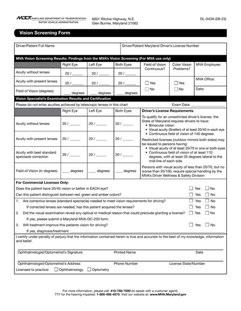 Md Mva Form Dl 043a Vision Screening Form Forms Docs 2023