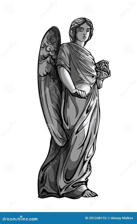Set Off Crying Praying Angels Sculptures With Wings Coloring Page Of