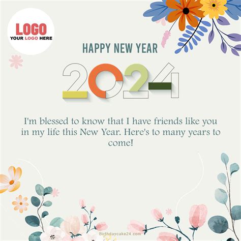 Design Happy New Year 2024 Greetings Image With Logo