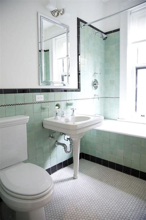 Our mosaic tile in cameo blue. 37 Ideas To Use All 4 Bahtroom Border Tile Types - DigsDigs