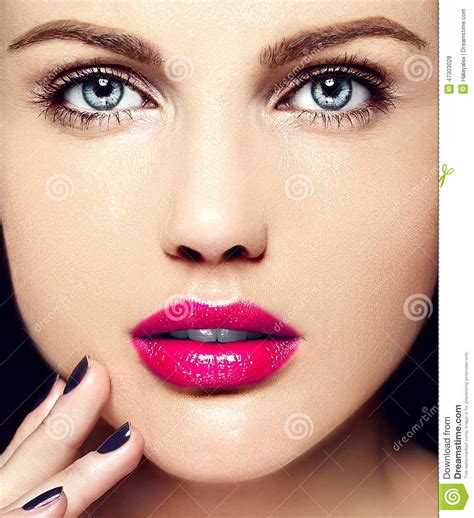 Beauty Portrait Of Sensual Model With Colorful Makeup Stock Photo