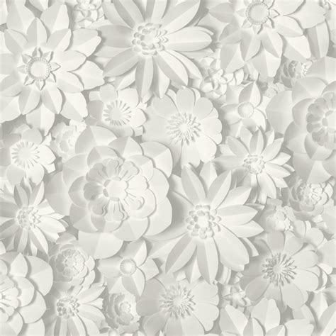 Fine Decor Dimensions White And Grey Floral Wallpaper