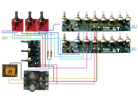 Gambar skema rangkaian audio mixer. cara merakit mixer 2 chanel - solderku