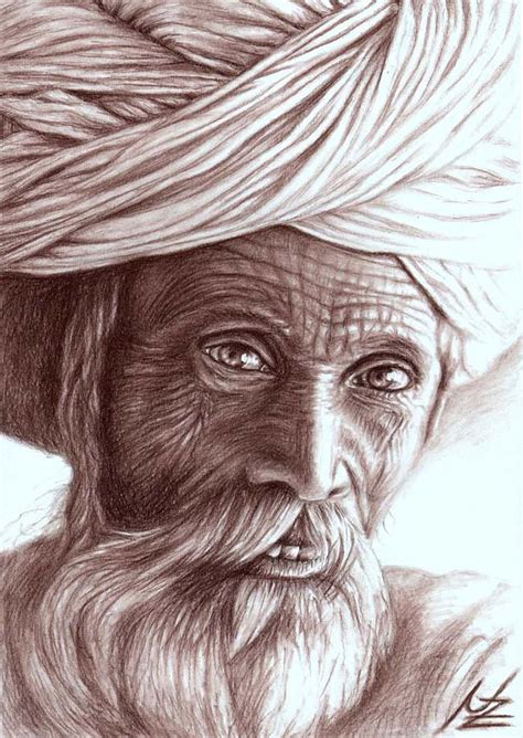 Old Indian Man Drawing By Nicole Zeug