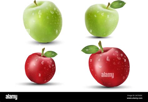 Realistic Red And Green Apples Realistic 3d Apples Detailed 3d