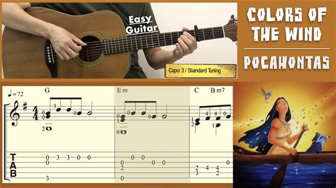 Colors Of The Wind Pocahontas Easy Guitar Notation Tab Chords