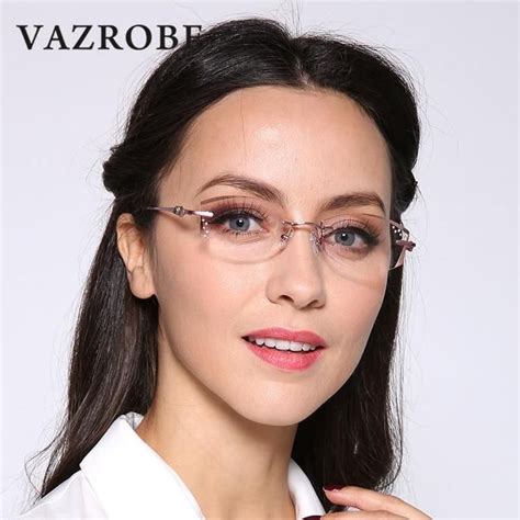 Vazrobe Rimless Glasses Frame Women Rhinestone Elegant Ladies Eyeglass — Keeboshop Rimless