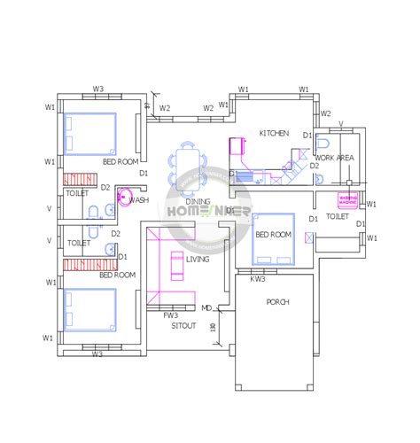 Ground floor 3 bedroom plans. Free House plan layout 1200 sq ft 3 Bedroom 3 Bath - Free ...