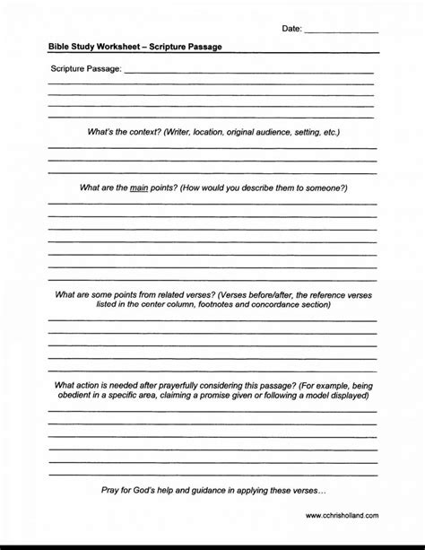 Free Printable Bible Study Worksheets For Adults Db