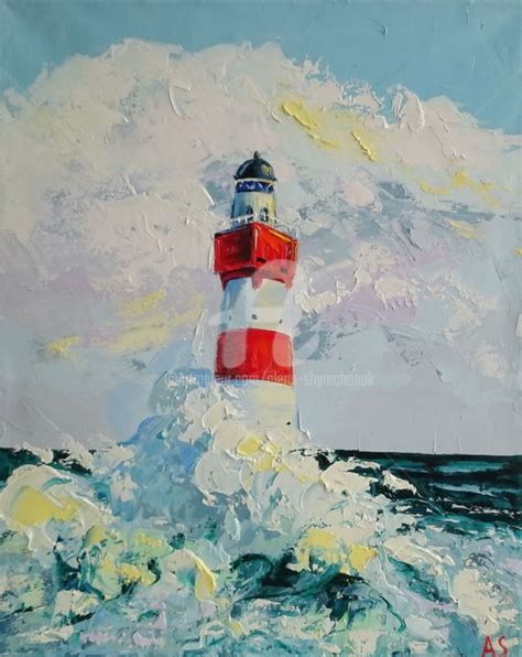 Lighthouse Original Oil Painting Alena Shymchonak
