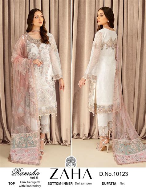 Zaha Ramsha Vol 9 New Georgette Designer Pakistani Suit Collection