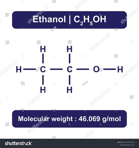 Ethanol Molecule Chemical Structure Vector Illustration Stock Vector
