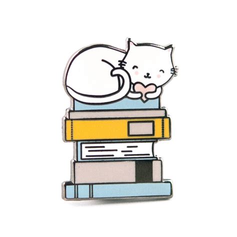 Cats And Books Pin Book Pin Cat Pin Etsy