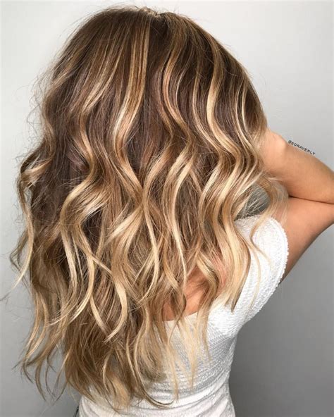 If your hair is dark blonde 6, you can apply wella color charm t27 for medium caramel highlights.; Caramel Blonde Balayage For Light Brown Hair | Brown hair ...