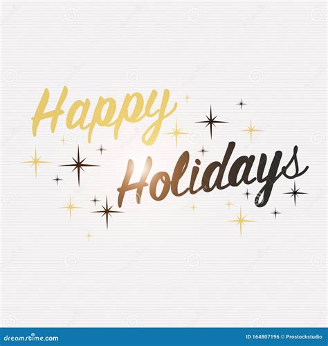 Happy Holidays Sparkling Golden Text With On White Stock Illustration