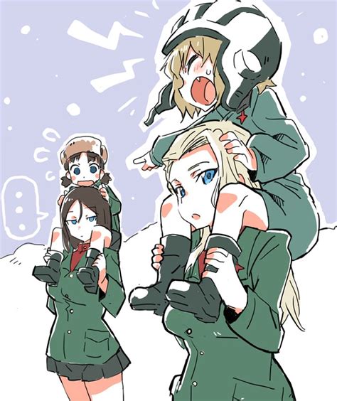 Katyusha Nonna Clara And Nina Girls Und Panzer Drawn By Hibimegane