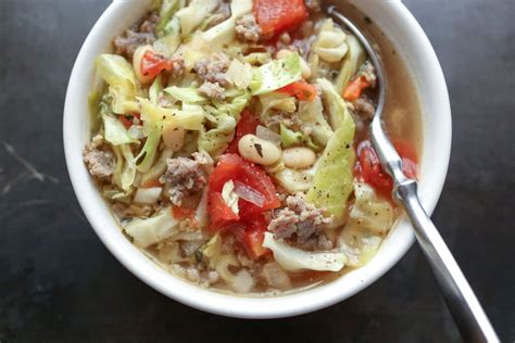 Italian White Bean Cabbage And Sausage Soup Barefeetinthekitchen Com