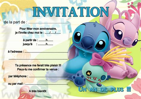 Carte invitation anniversaire fille de 10 ans. 5 - 12 ou 14 cartes invitation anniversaire lilo et stitch ...