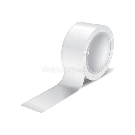 Vector White Scotch Tape Roll Realistic Mockup Template Of Sticky Tape