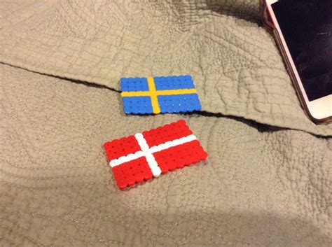 To get there, they'll have to get through denmark. Denmark and Sweden Hama/pyssla flags | Sweden flag, Flag ...