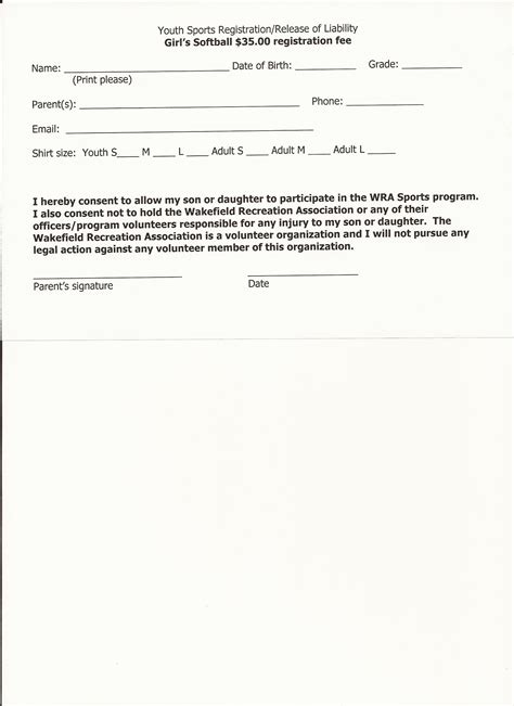 Free Printable Liability Form Form Generic