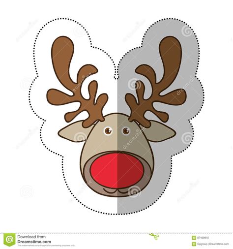 Sticker Colorful Cartoon Funny Face Reindeer Animal Stock