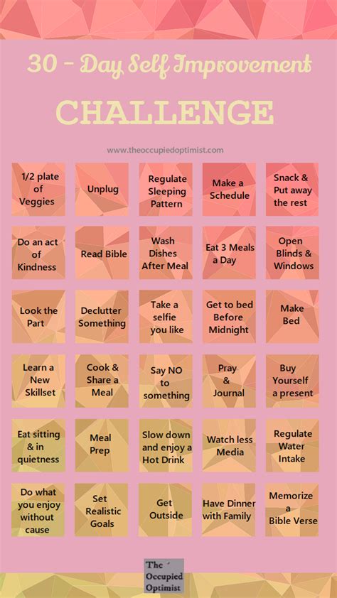 30 Day Self Improvement Challenge The Occupied Optimist 30 Day Self