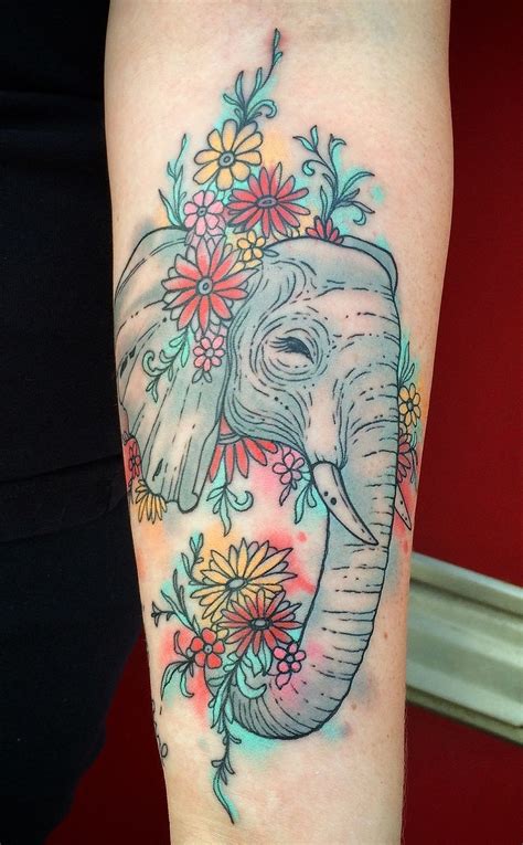Watercolor Elephant Tattoo By Elephant Tattoos