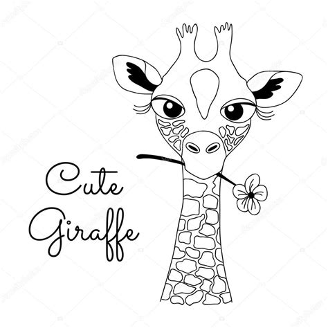 To znamená, že jej můžete použít a upravit pro své osobní i komerční projekty. Roztomilý kreslený kreslené žirafa drží květ — Stock ...