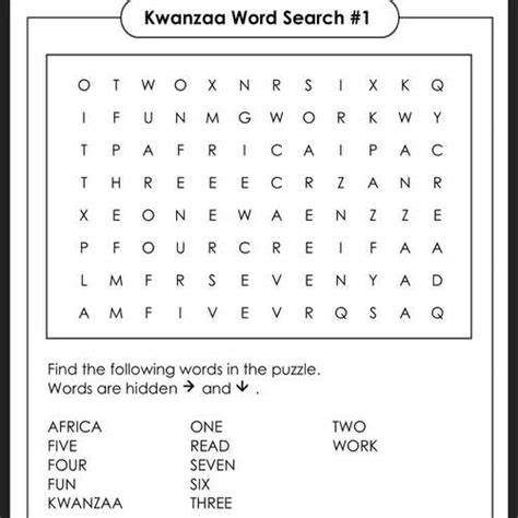 7 Kwanzaa Word Search Puzzles For K 6th Grade Swahili And English Words