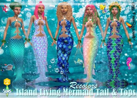 Annetts Sims 4 Welt Island Living Mermaid Tail And Top Recolors In