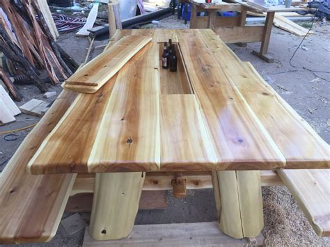 Concrete and wood slab table: Cedar slab picnic table - by Pepper13 @ LumberJocks.com ...